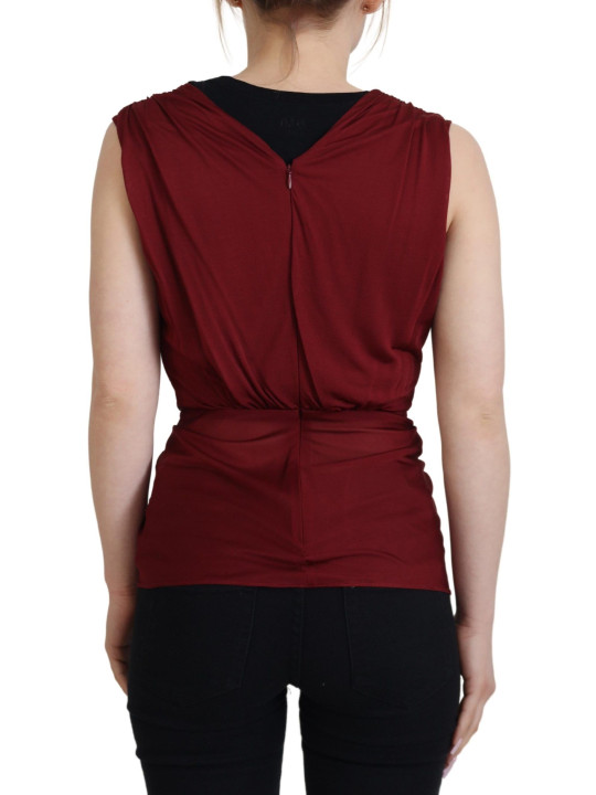 Tops & T-Shirts Bordeaux Silk Blend Top Blouse 920,00 € 8057155489633 | Planet-Deluxe