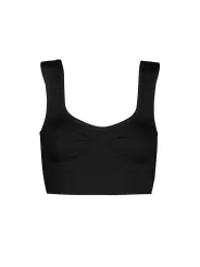 Schwarzes ärmelloses Bauchweg-Crop-Top