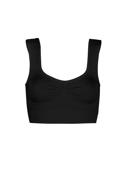 Schwarzes ärmelloses Bauchweg-Crop-Top