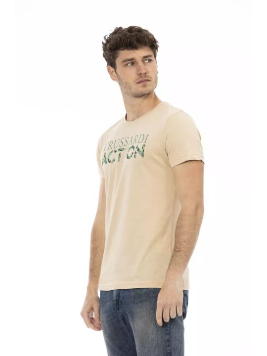 T-Shirts Elegant Beige Short Sleeve Round Neck Tee 60,00 € 8055358402961 | Planet-Deluxe