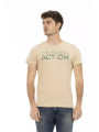 T-Shirts Elegant Beige Short Sleeve Round Neck Tee 60,00 € 8055358402961 | Planet-Deluxe