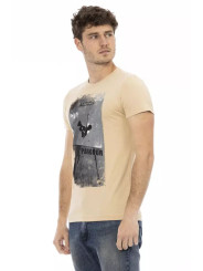 T-Shirts Elegant Beige Round Neck Tee with Chic Print 60,00 € 8055358417460 | Planet-Deluxe