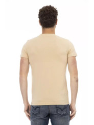 T-Shirts Elegant Beige Round Neck Tee with Chic Print 60,00 € 8055358417460 | Planet-Deluxe