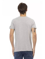 T-Shirts Elegant Gray V-neck Tee with Front Print 60,00 € 8056641274661 | Planet-Deluxe