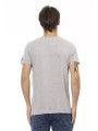 T-Shirts Elegant Gray V-neck Tee with Front Print 60,00 € 8056641274661 | Planet-Deluxe