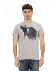 T-Shirts Chic Gray Cotton Blend Round Neck Tee 60,00 € 8056641261821 | Planet-Deluxe
