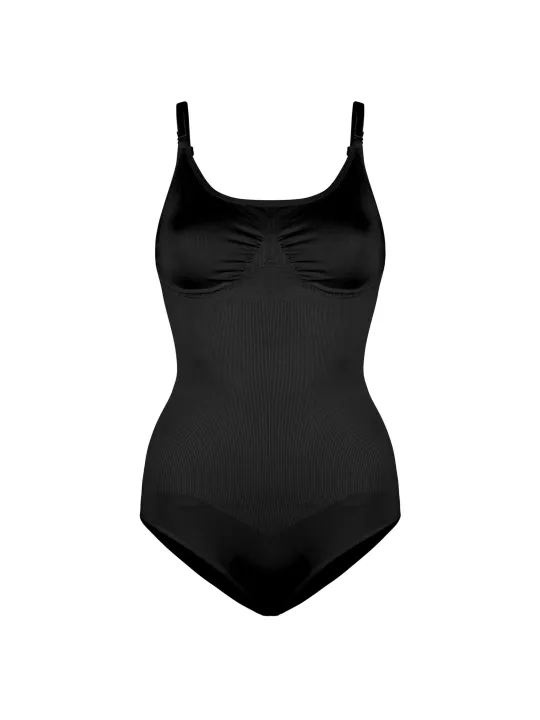 Schwarzes geripptes Bodyboo Shaping Unterwäsche