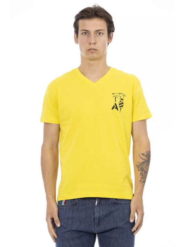 T-Shirts Vibrant Yellow V-Neck Tee with Chest Print 60,00 € 8056641271530 | Planet-Deluxe