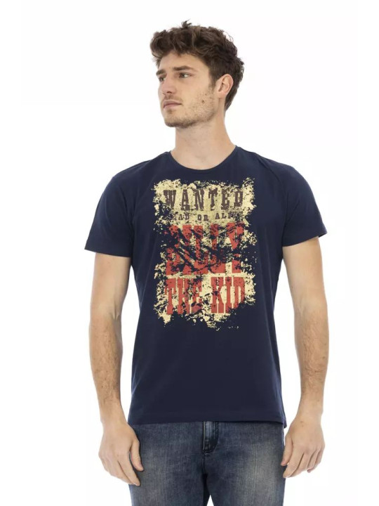 T-Shirts Chic Blue Printed Short Sleeve Tee 60,00 € 8056641260602 | Planet-Deluxe