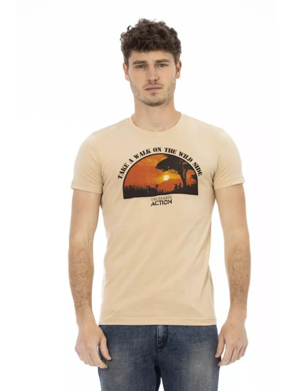 T-Shirts Beige Short Sleeve Tee with Sleek Print 60,00 € 8055358417613 | Planet-Deluxe