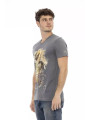 T-Shirts Chic V-Neck Gray Tee with Striking Front Print 60,00 € 8056641289208 | Planet-Deluxe