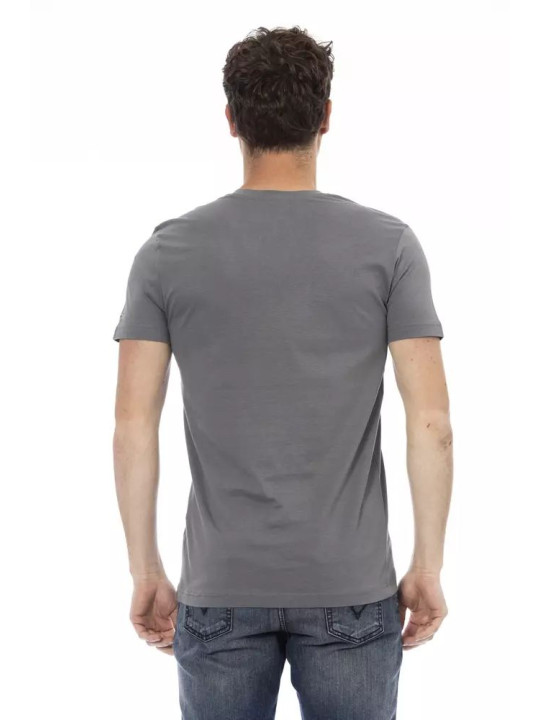 T-Shirts Chic V-Neck Gray Tee with Striking Front Print 60,00 € 8056641289208 | Planet-Deluxe