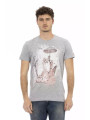 T-Shirts Chic Gray Cotton-Blend Tee with Artistic Front Print 60,00 € 8056641276313 | Planet-Deluxe