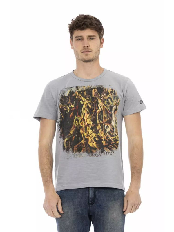 T-Shirts Chic Gray Short Sleeve T-Shirt with Unique Print 60,00 € 8056641272148 | Planet-Deluxe