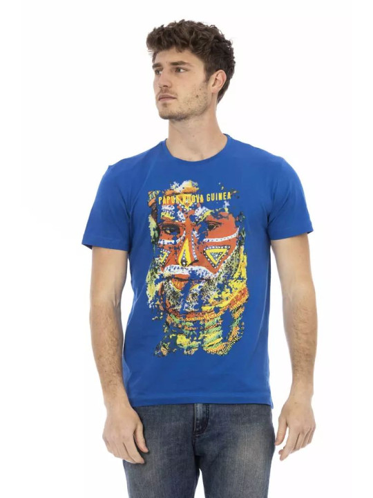 T-Shirts Elegant Blue Tee with Front Print 60,00 € 8056641268912 | Planet-Deluxe