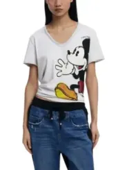 "Desigual Damen V-Neck Print T-Shirt - Frühling/Sommer"