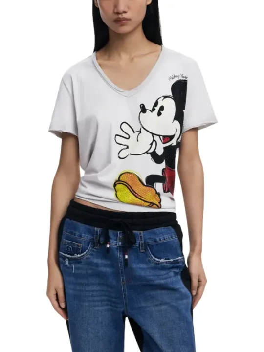 "Desigual Damen V-Neck Print T-Shirt - Frühling/Sommer"