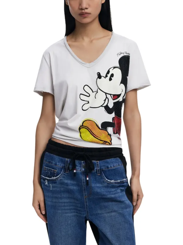 "Desigual Damen V-Neck Print T-Shirt - Frühling/Sommer"