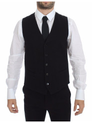 Vests Elegant Black Silk Dress Vest 350,00 € 8050246188385 | Planet-Deluxe