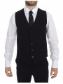 Vests Elegant Black Silk Dress Vest 350,00 € 8050246188385 | Planet-Deluxe
