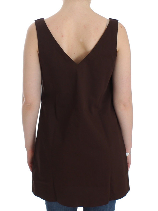 Dresses Chic Brown Tunic Cotton Dress Top 450,00 € 8050246187333 | Planet-Deluxe