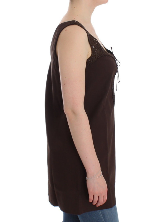 Dresses Chic Brown Tunic Cotton Dress Top 450,00 € 8050246187333 | Planet-Deluxe