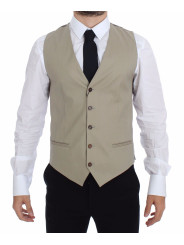 Vests Elegant Beige Cotton Dress Vest 320,00 € 8034166583336 | Planet-Deluxe