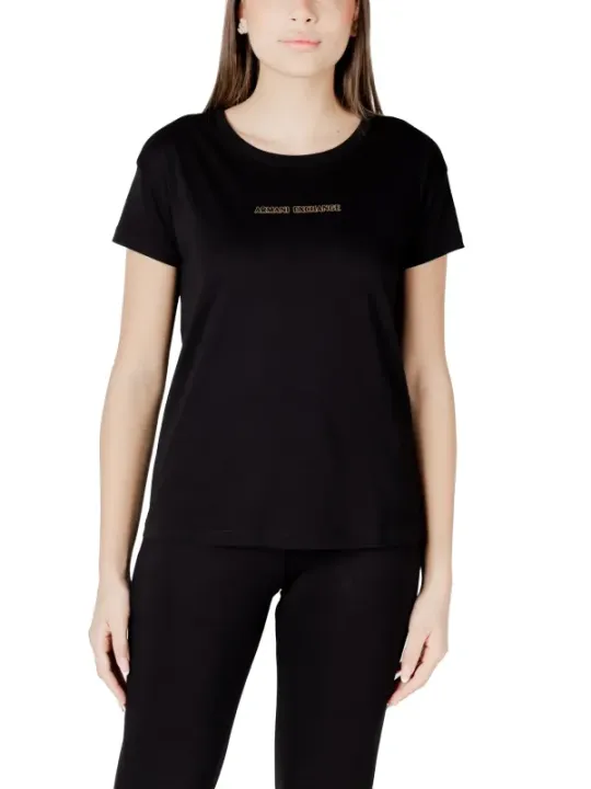 Armani Exchange Damen T-Shirt Schwarz aus Baumwolle