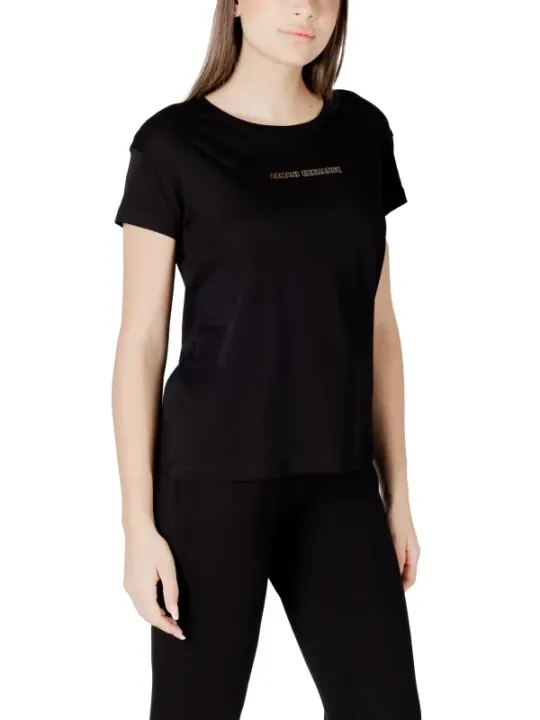 Armani Exchange Damen T-Shirt Schwarz aus Baumwolle