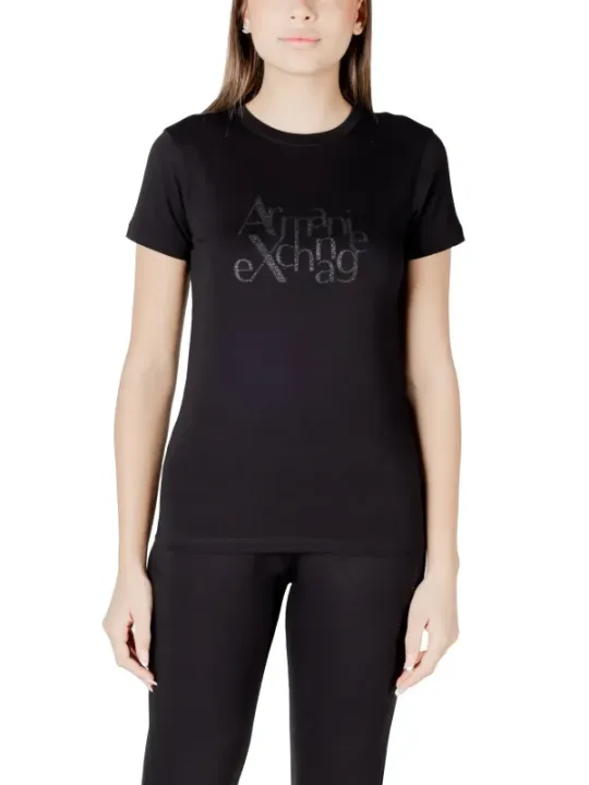 "Armani Exchange T-Shirts im Sale | Armani Exchange Damen T-Shirt Schwarz Baumwolle online kaufen"|Planet-Deluxe