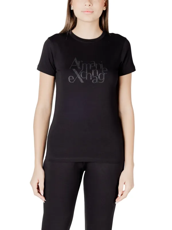 "Armani Exchange T-Shirts im Sale | Armani Exchange Damen T-Shirt Schwarz Baumwolle online kaufen"|Planet-Deluxe