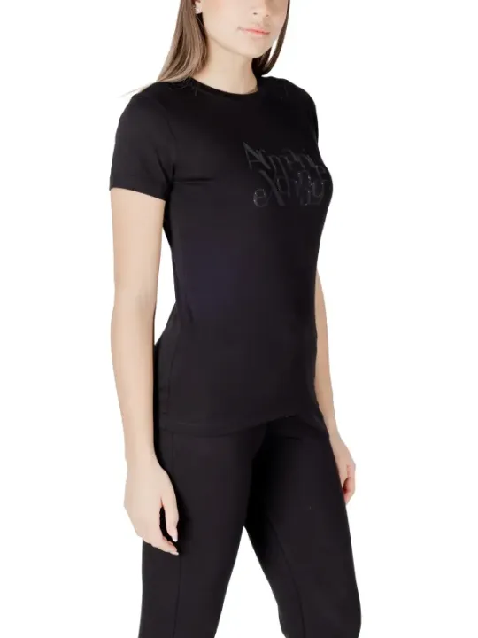 "Armani Exchange T-Shirts im Sale | Armani Exchange Damen T-Shirt Schwarz Baumwolle online kaufen"|Planet-Deluxe