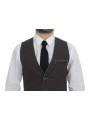 Vests Elegant Gray Cotton Dress Vest 550,00 € 7333413039408 | Planet-Deluxe