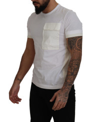 T-Shirts Elegant White Cotton Tee with DG Chest Pocket 700,00 € 8050249423797 | Planet-Deluxe