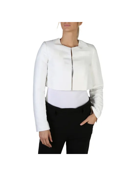 Weißes Cropped Blazer mit Reißverschluss