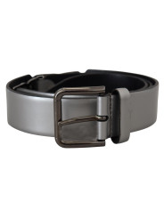 Belts Chic Silver Leather Belt with Metal Buckle 700,00 € 8057142181298 | Planet-Deluxe