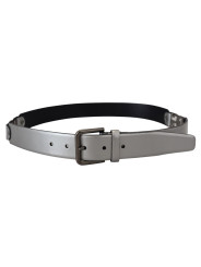 Belts Chic Silver Leather Belt with Metal Buckle 700,00 € 8057142181298 | Planet-Deluxe