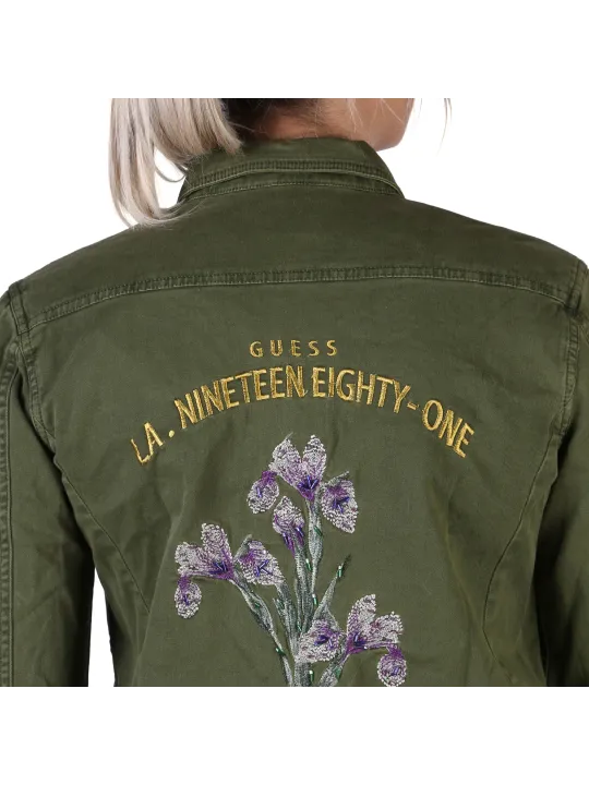 Grüne Guess Jacke mit Blumenstickerei
