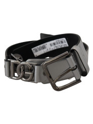Belts Chic Silver Leather Belt with Metal Buckle 700,00 € 8057142181298 | Planet-Deluxe