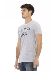 T-Shirts Chic Gray Cotton Blend Casual Tee 60,00 € 8055358419624 | Planet-Deluxe