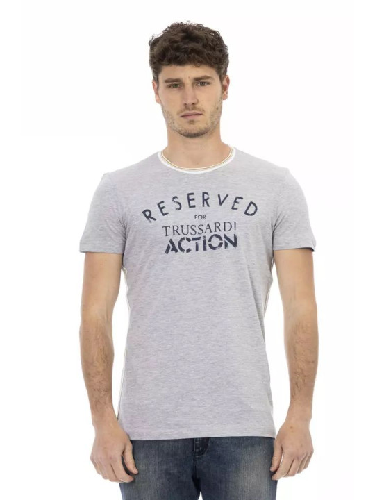 T-Shirts Chic Gray Cotton Blend Casual Tee 60,00 € 8055358419624 | Planet-Deluxe