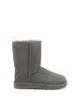 Graue UGG Wildlederstiefel mit Schaffell.