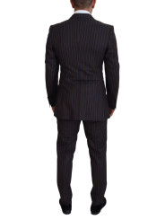 Suits Elegant Black Striped Virgin Wool Suit 3.050,00 € 8057142019577 | Planet-Deluxe