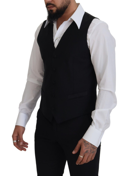 Vests Elegant Black Single-Breasted Dress Vest 770,00 € 8058990110393 | Planet-Deluxe