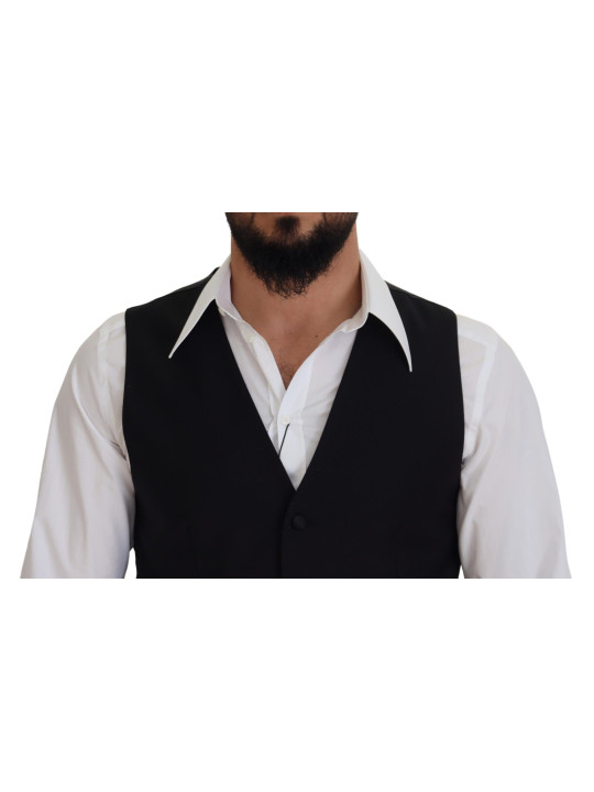 Vests Elegant Black Single-Breasted Dress Vest 770,00 € 8058990110393 | Planet-Deluxe