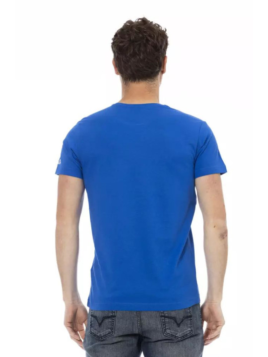 T-Shirts Elegant Blue Short Sleeve Tee with Front Print 60,00 € 8056641271103 | Planet-Deluxe