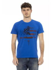 T-Shirts Elegant Blue Short Sleeve Tee with Front Print 60,00 € 8056641271103 | Planet-Deluxe