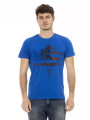 T-Shirts Elegant Blue Short Sleeve Tee with Front Print 60,00 € 8056641271103 | Planet-Deluxe