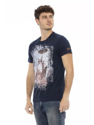 T-Shirts Chic Blue Short Sleeve Tee with Front Print 60,00 € 8056641276146 | Planet-Deluxe