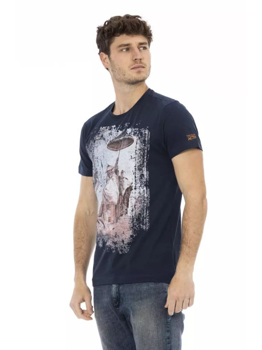 T-Shirts Chic Blue Short Sleeve Tee with Front Print 60,00 € 8056641276146 | Planet-Deluxe